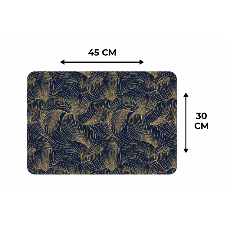 Placemat - 6 stuks - Abstract - Lijnen - Blauw - Goud — 3