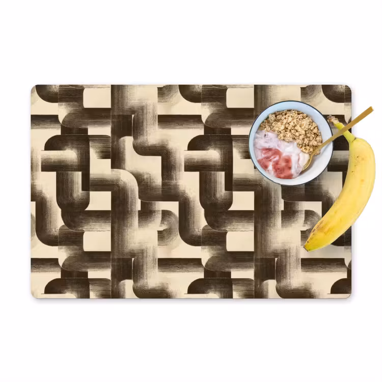 Placemat - 6 stuks - Abstract - Retro - Zwart — 1