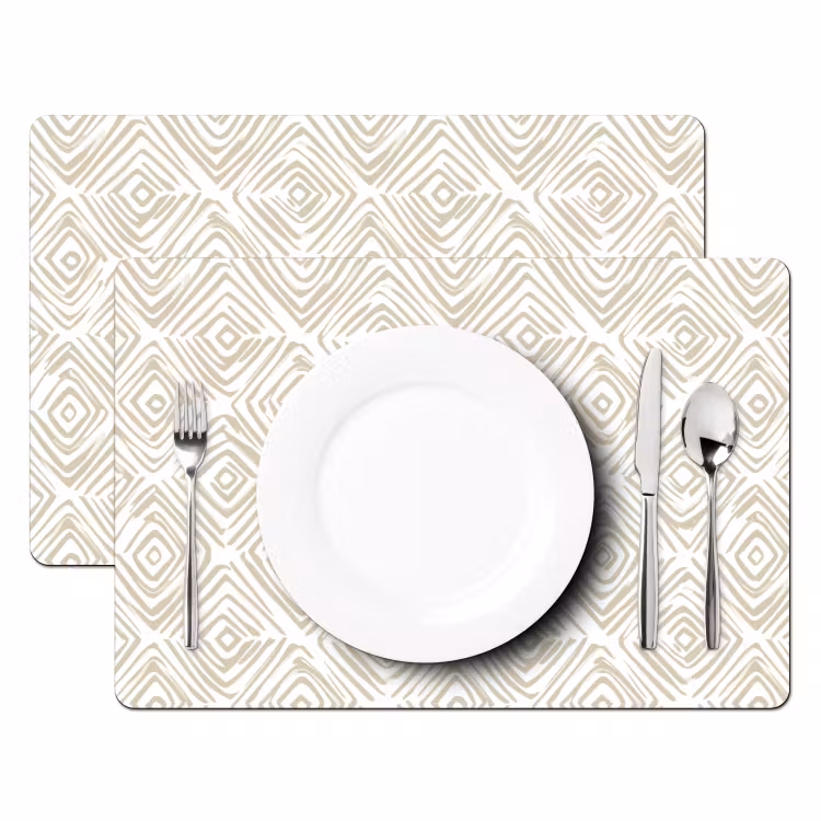 Placemat - 6 stuks - Abstract - Ruit - Beige — 2