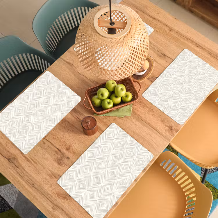 Placemat - 6 stuks - Abstract - Ruiten - Beige — 6