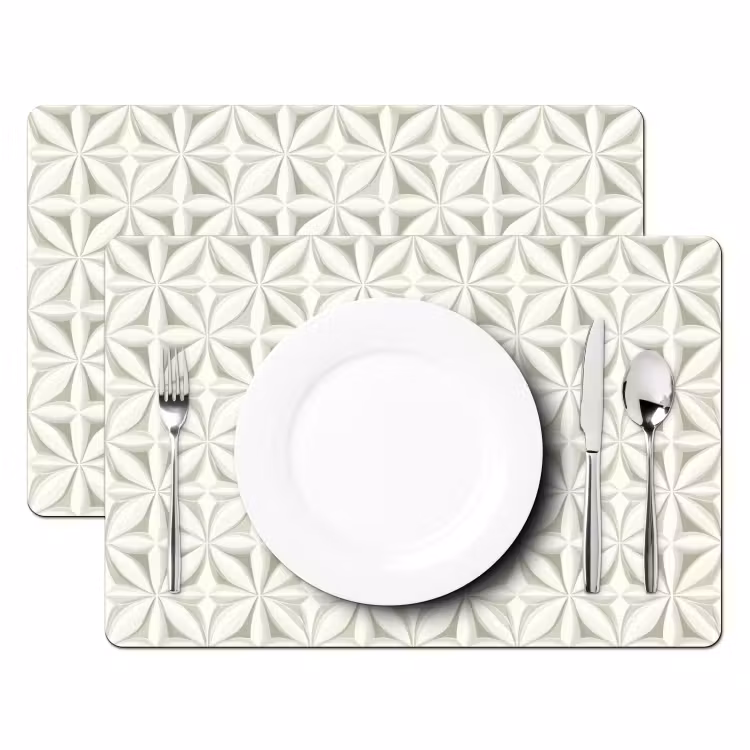 Placemat - 6 stuks - Abstract - Structuur - Grijs - Wit — 2