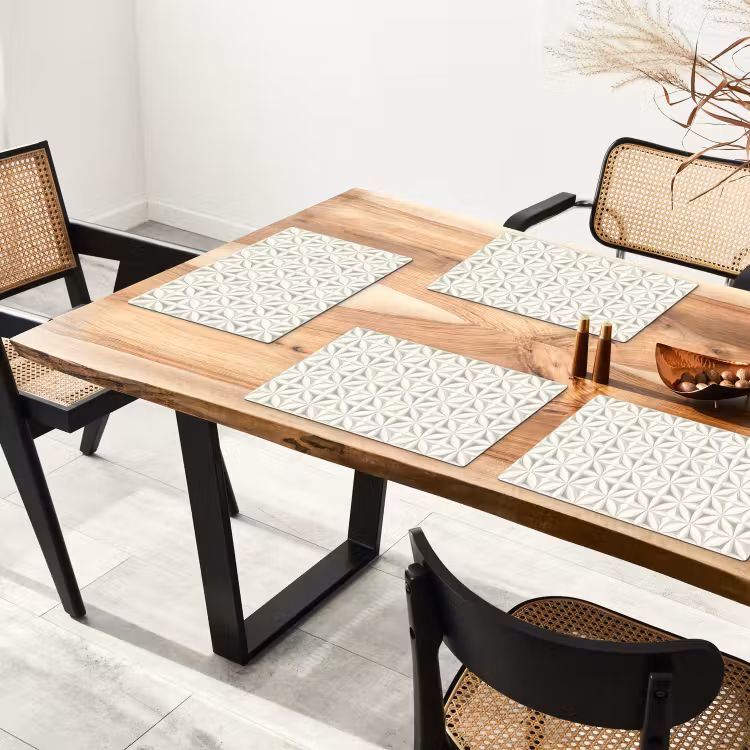 Placemat - 6 stuks - Abstract - Structuur - Grijs - Wit — 5