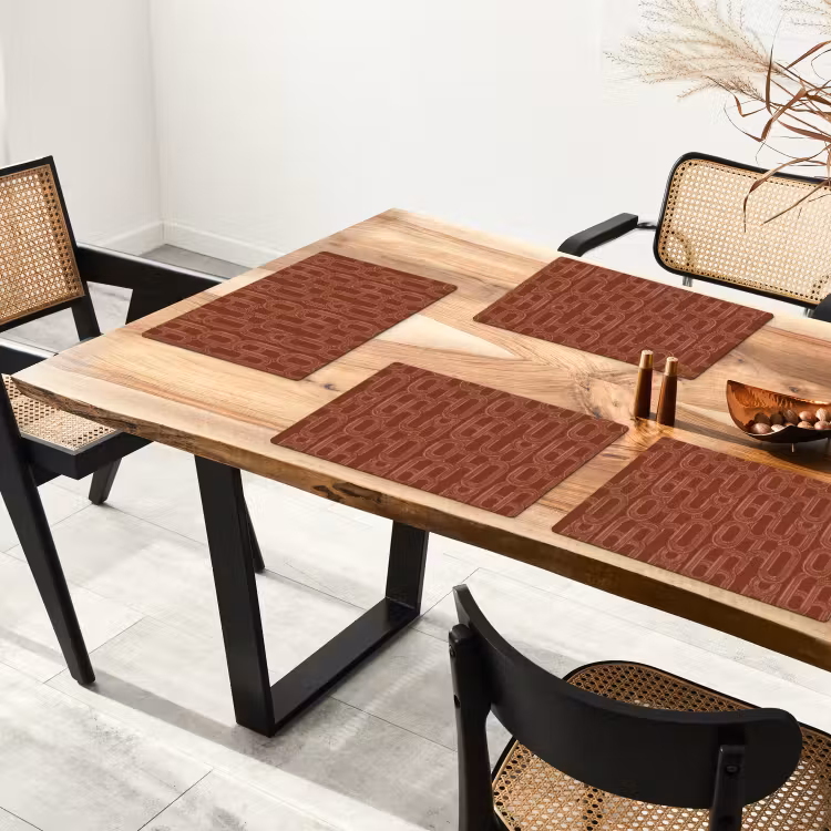 Placemat - 6 stuks - Abstract - Textuur - Bruin — 5