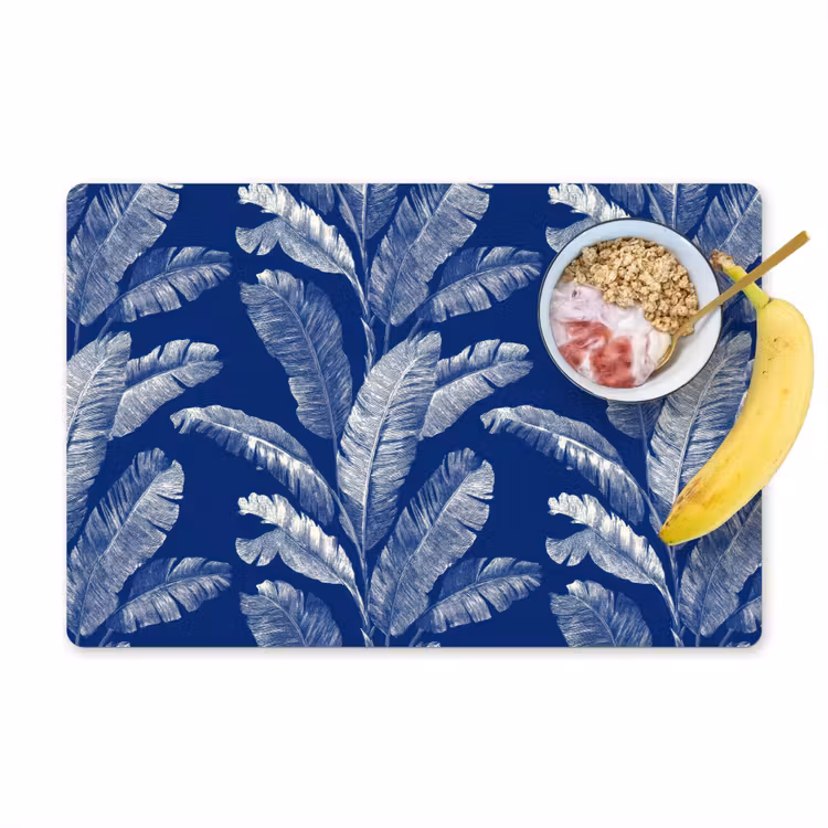 Placemat - 6 stuks - Blad - Palm - Blauw — 1