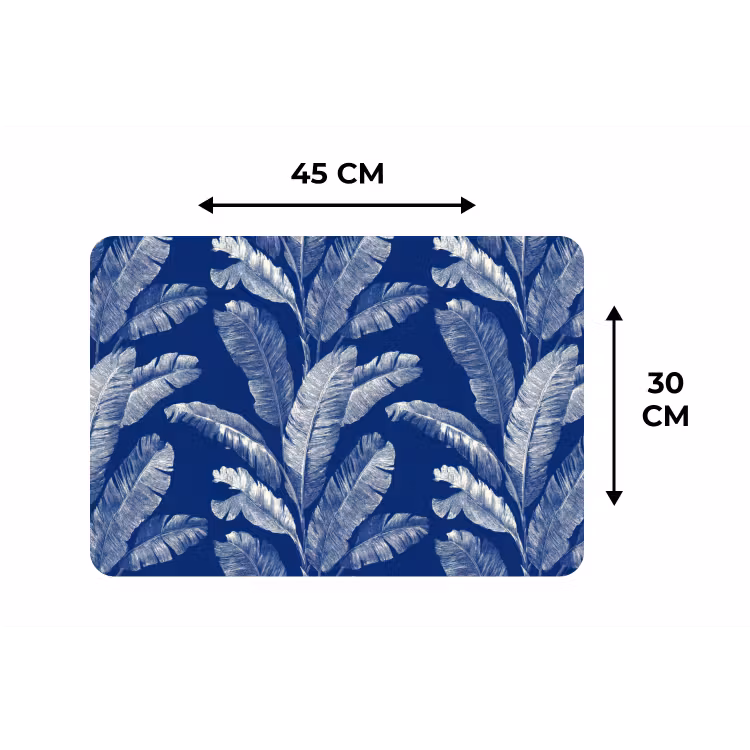 Placemat - 6 stuks - Blad - Palm - Blauw — 3