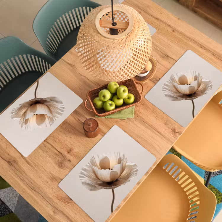 Placemat - 6 stuks - Bloem - Beige - Crème — 6