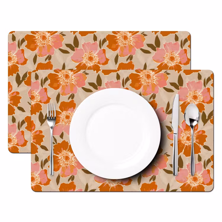 Placemat - 6 stuks - Bloemen - Motief - Retro — 2