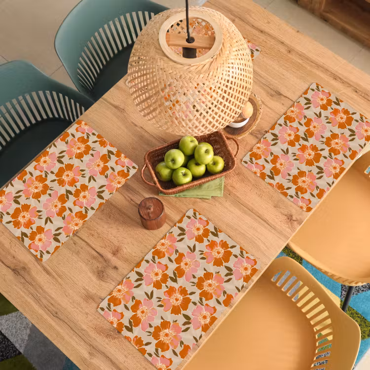 Placemat - 6 stuks - Bloemen - Motief - Retro — 6