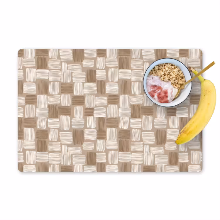 Placemat - 6 stuks - Blok - Patroon - Bruin — 1