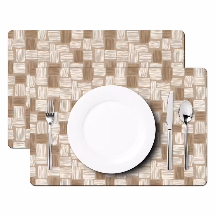 Placemat - 6 stuks - Blok - Patroon - Bruin — 2