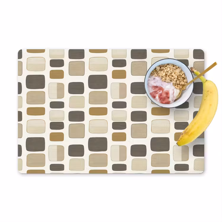 Placemat - 6 stuks - Blokken - Vintage - Grijs — 1