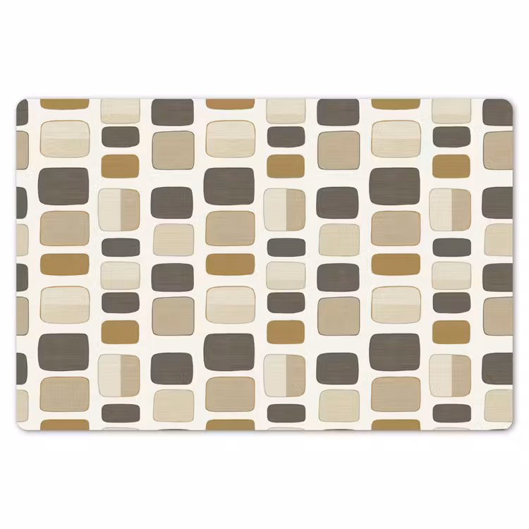 Placemat - 6 stuks - Blokken - Vintage - Grijs — 7