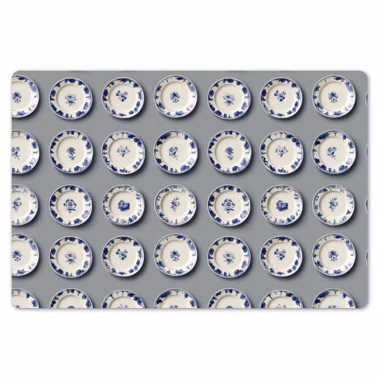 Placemat - 6 stuks - Borden - Bloemen - Blauw - Wit — 7