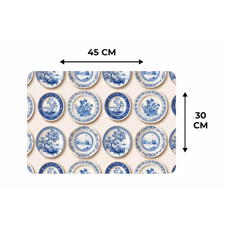 Placemat - 6 stuks - Borden - Bomen - Planten - Blauw — 3