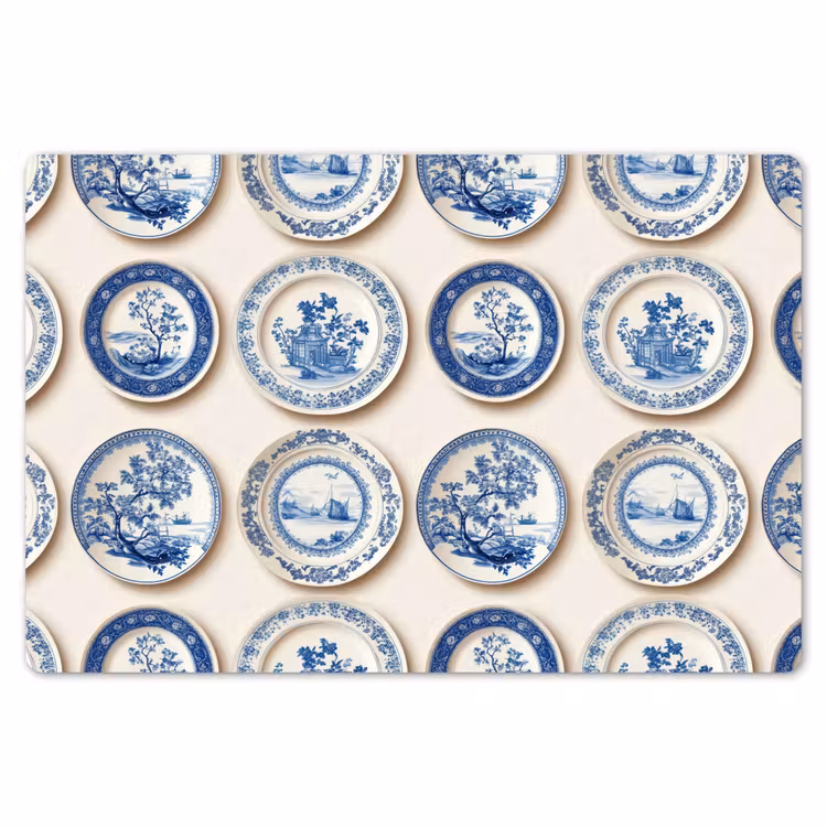 Placemat - 6 stuks - Borden - Bomen - Planten - Blauw — 7