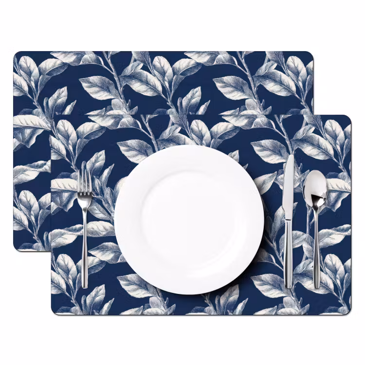 Placemat - 6 stuks - Botanisch - Patroon - Blauw — 2