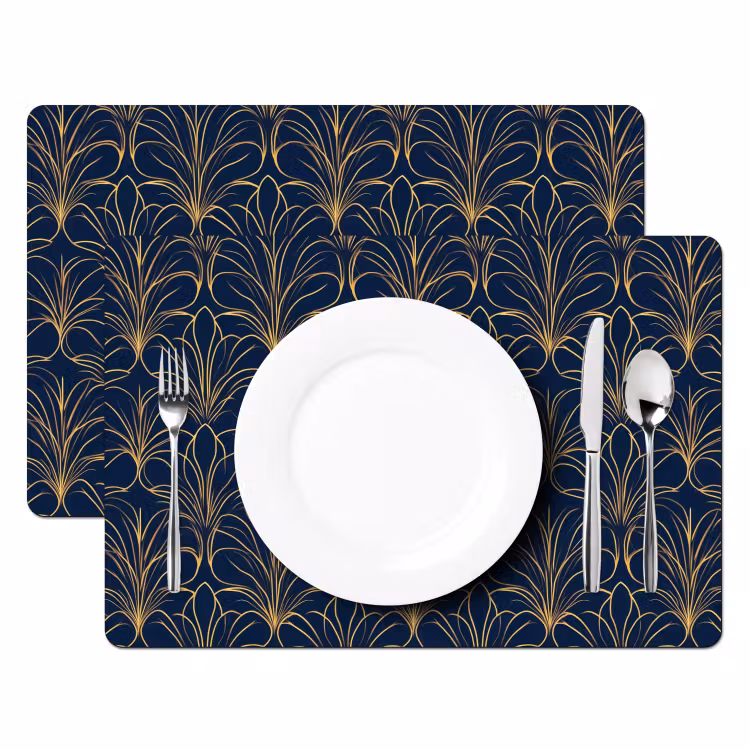 Placemat - 6 stuks - Deco - Waaier - Blauw — 2