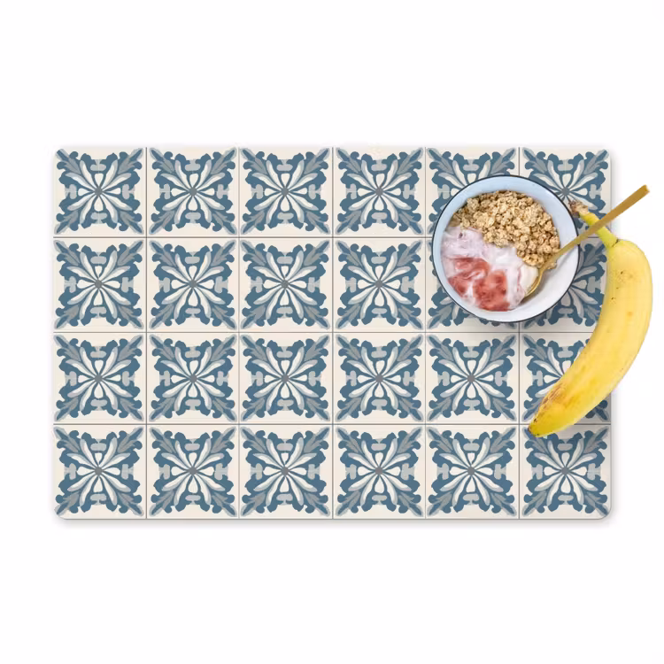 Placemat - 6 stuks - Dessin - Tegel - Blauw — 1