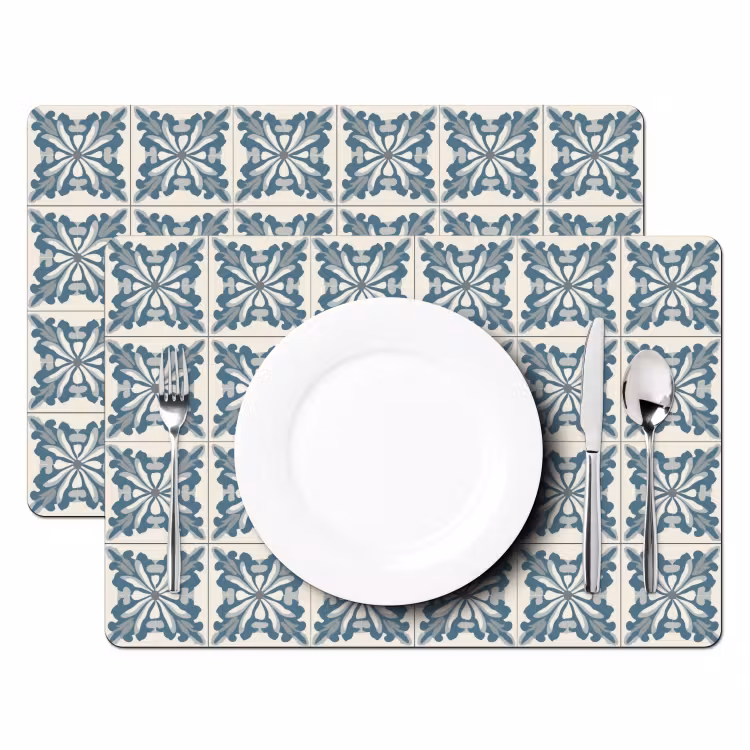 Placemat - 6 stuks - Dessin - Tegel - Blauw — 2