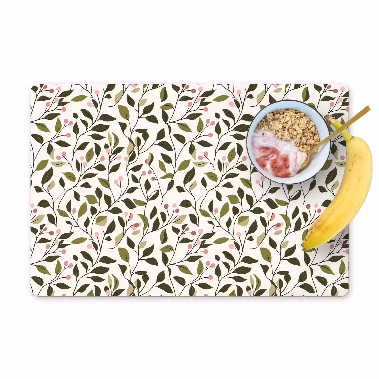 Placemat - 6 stuks - Bladeren - Bessen - Roze — 1