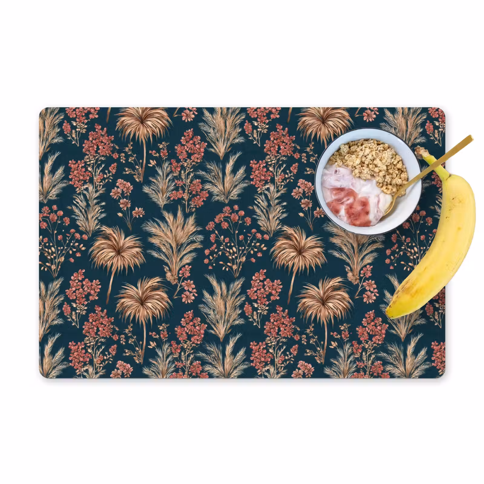 Placemat - 6 stuks - Botanisch - Patroon - Blauw — 1