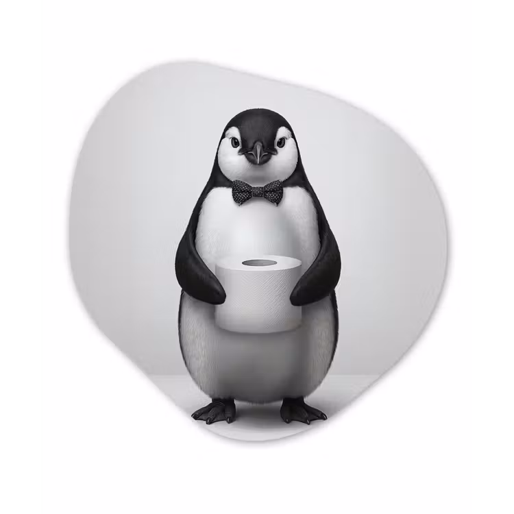 Organische vorm aluminium - Pinguïn - WC rol - Wit — 1