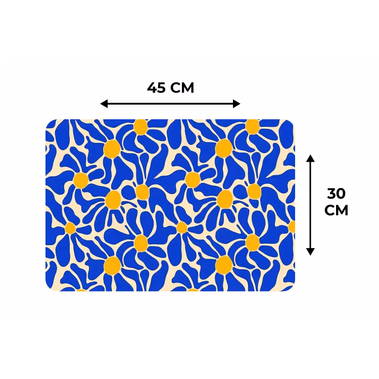 Placemat - 6 stuks - Abstract - Bloem - Blauw — 3