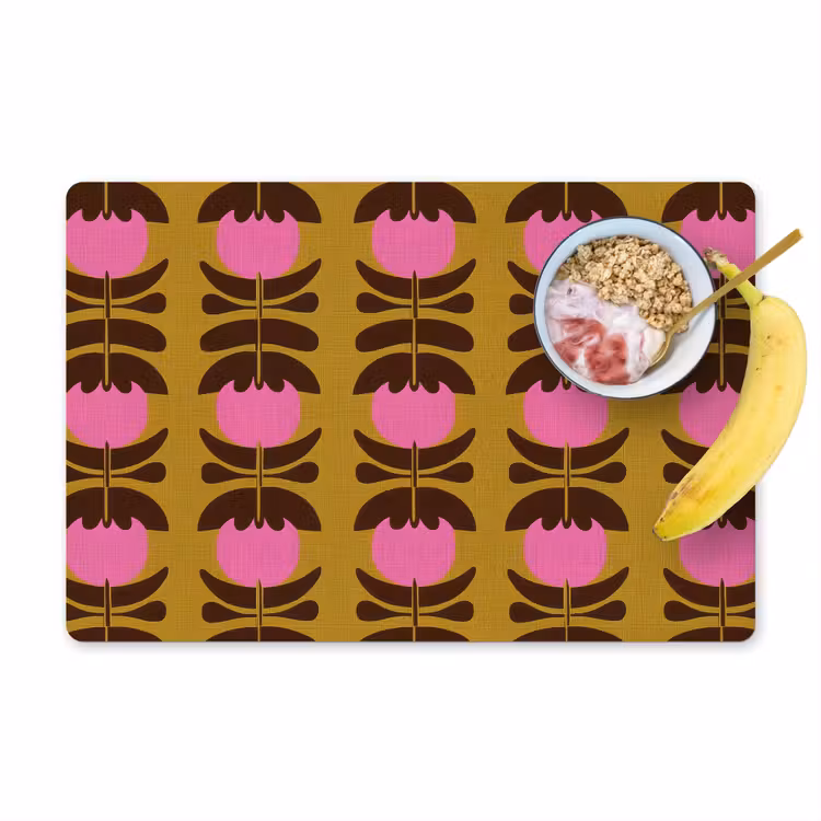 Placemat - 6 stuks - Abstract - Bloemen - Roze — 1