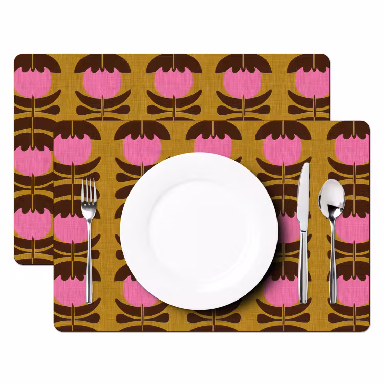 Placemat - 6 stuks - Abstract - Bloemen - Roze — 2