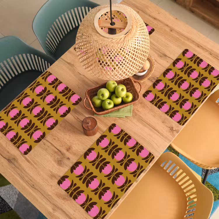 Placemat - 6 stuks - Abstract - Bloemen - Roze — 6