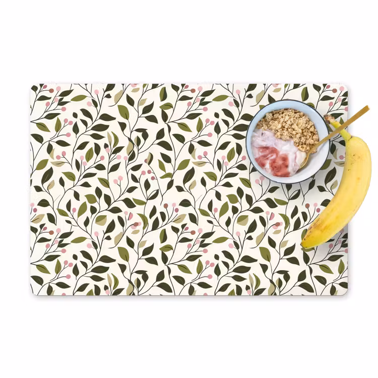 Placemat - 6 stuks - Bladeren - Bessen - Roze — 1