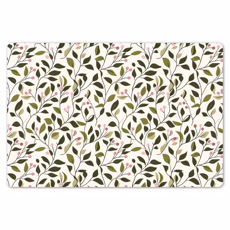 Placemat - 6 stuks - Bladeren - Bessen - Roze — 7