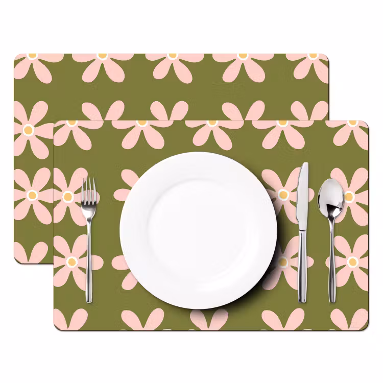 Placemat - 6 stuks - Bloem - Modern - Groen — 2