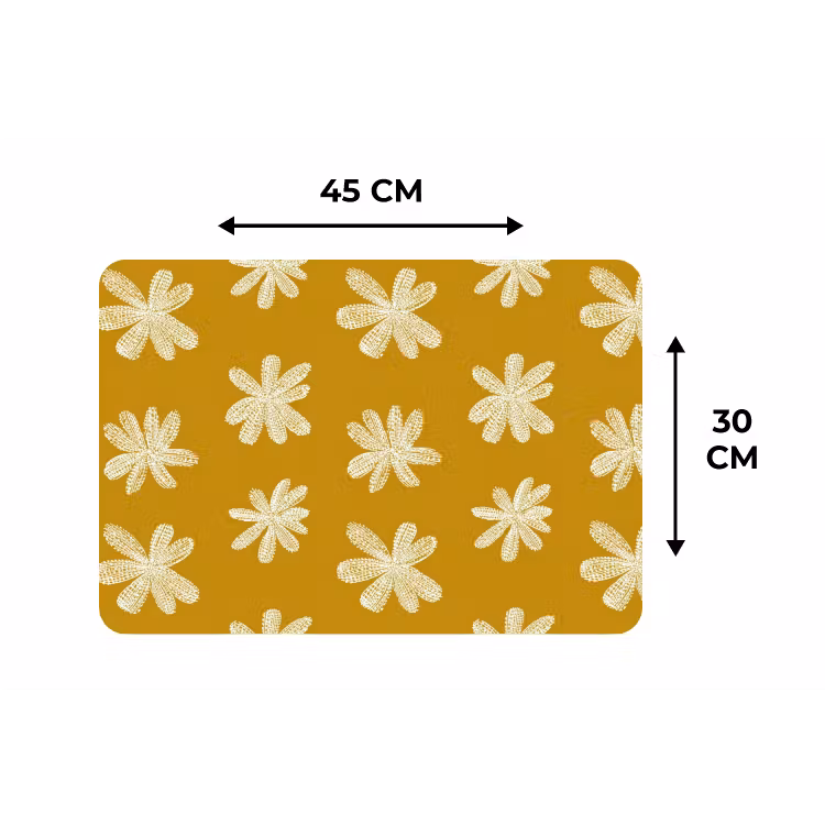 Placemat - 6 stuks - Bloem - Speels - Okergeel — 3