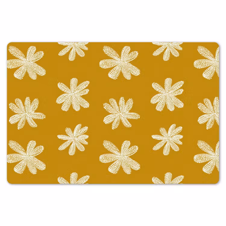 Placemat - 6 stuks - Bloem - Speels - Okergeel — 7