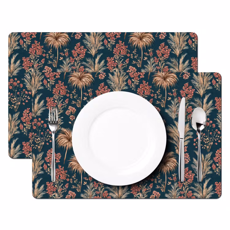 Placemat - 6 stuks - Botanisch - Patroon - Blauw — 2