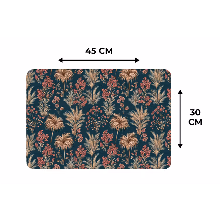 Placemat - 6 stuks - Botanisch - Patroon - Blauw — 3