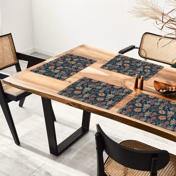 Placemat - 6 stuks - Botanisch - Patroon - Blauw — 5