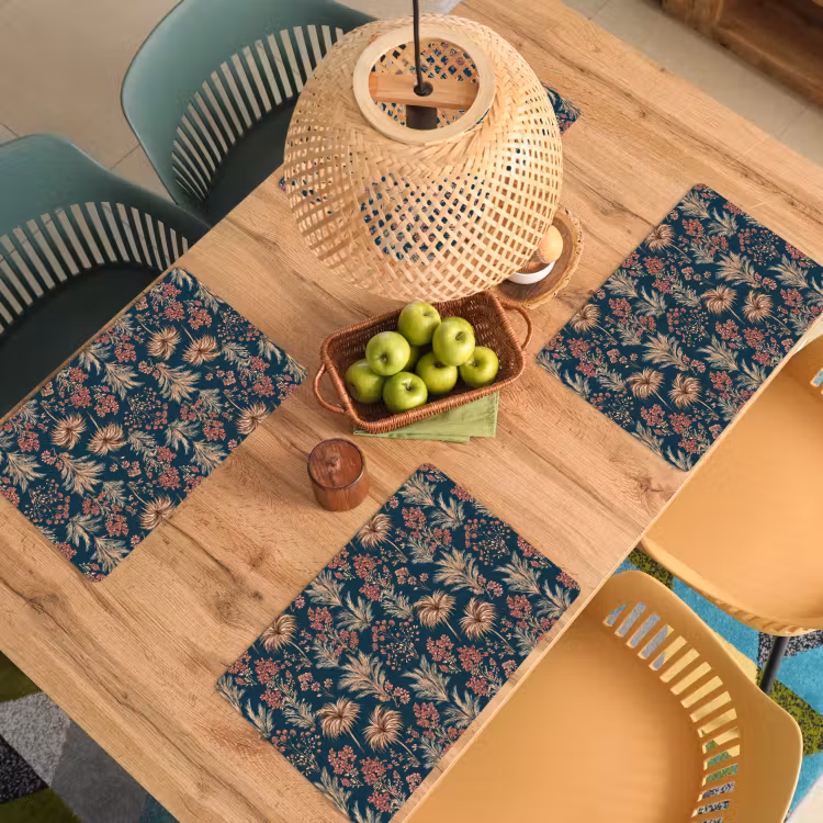 Placemat - 6 stuks - Botanisch - Patroon - Blauw — 6