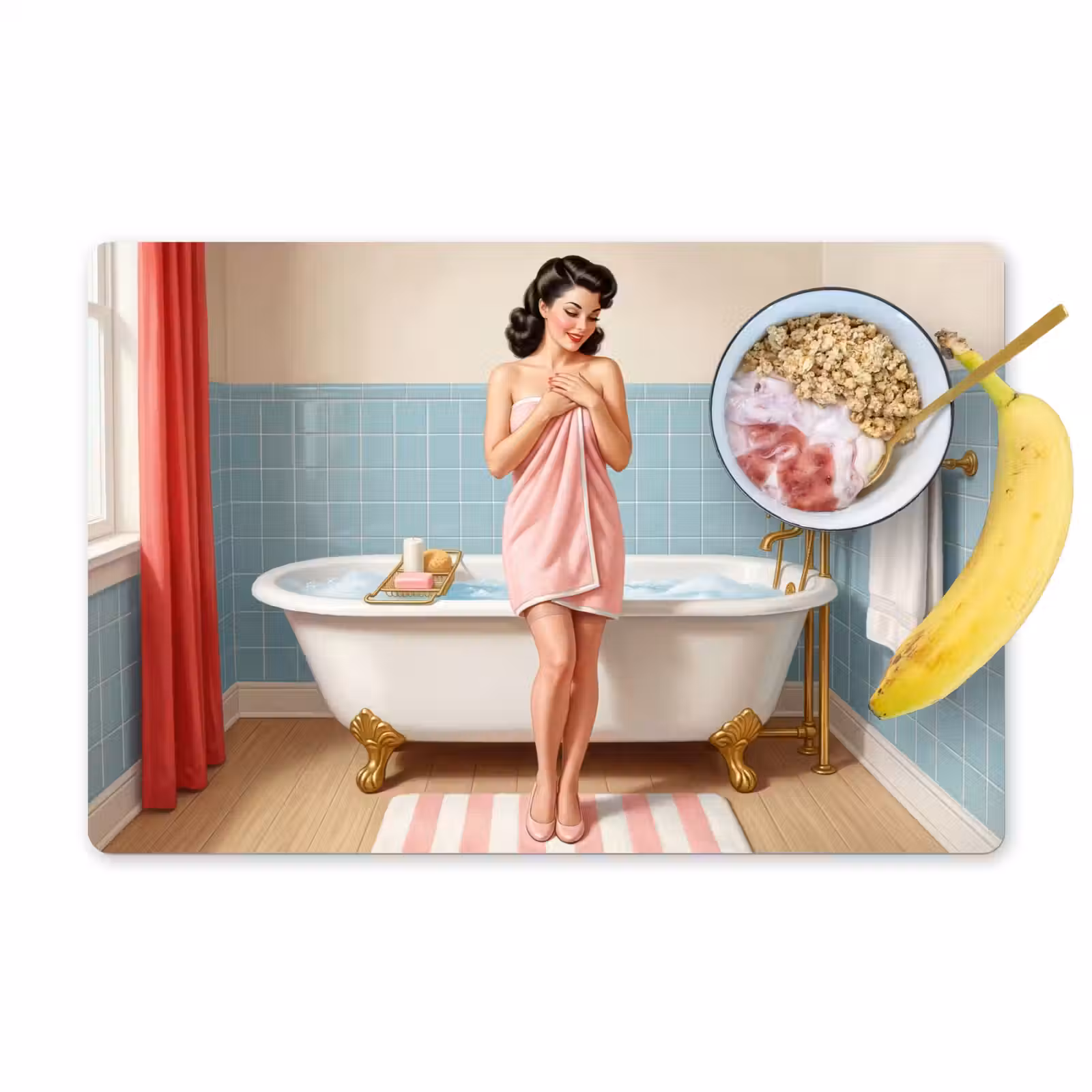 Placemat - 6 stuks - Badkamer - Vrouw - Roze — 1