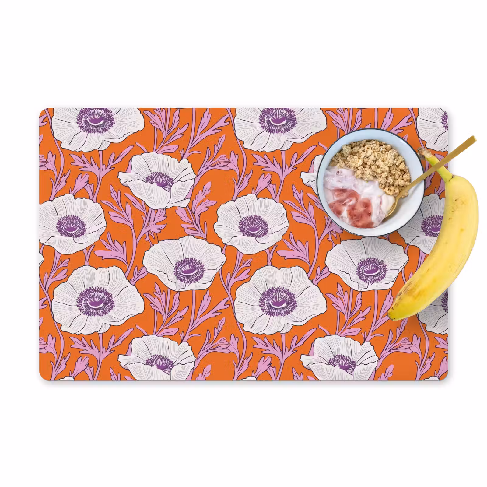 Placemat - 6 stuks - Bloemen - Grafisch - Oranje — 1