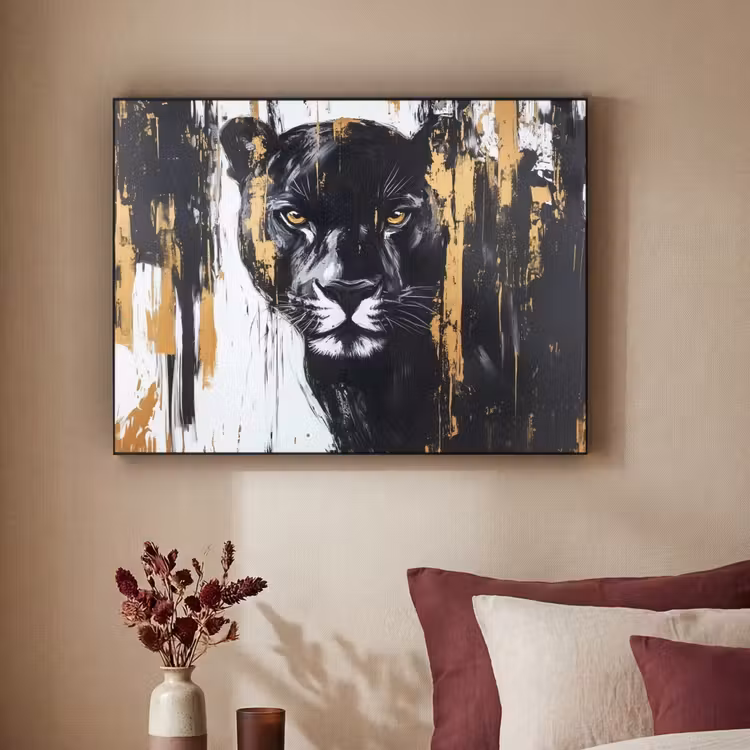 Art Frame - Panter - Zwart - Abstract - Verfstreken — 2