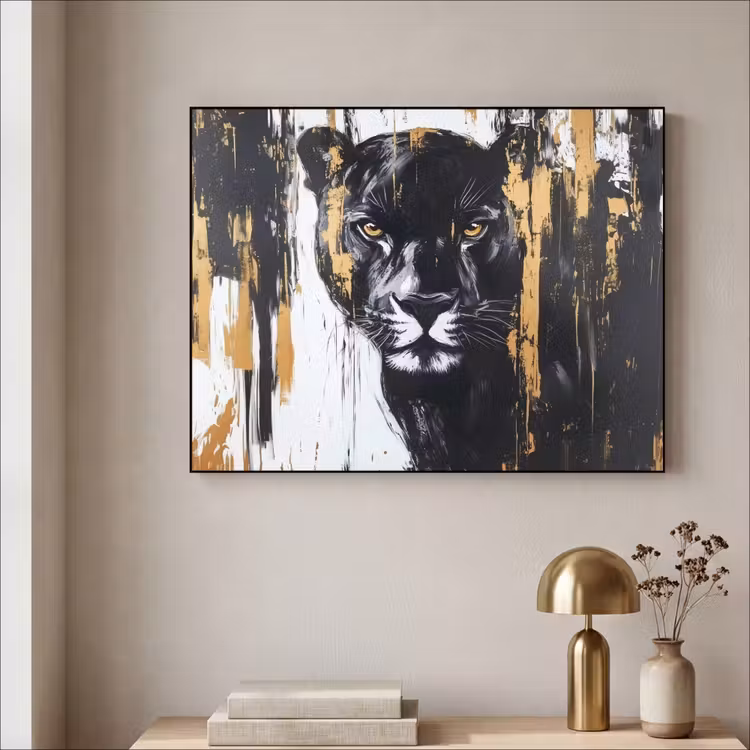 Art Frame - Panter - Zwart - Abstract - Verfstreken — 3