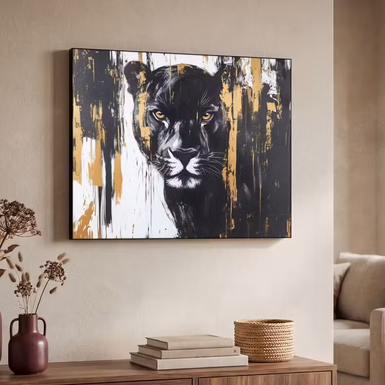 Art Frame - Panter - Zwart - Abstract - Verfstreken — 4