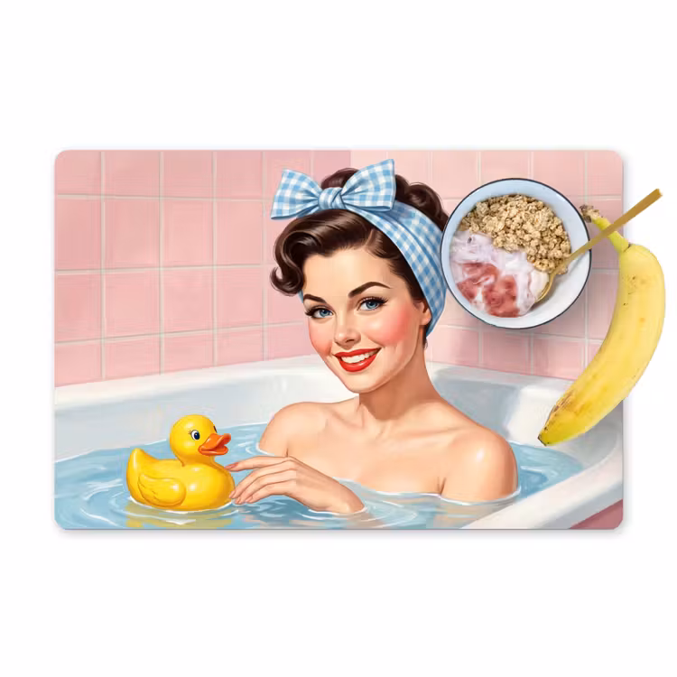 Placemat - 6 stuks - Badkamer - Eend - Blauw — 1