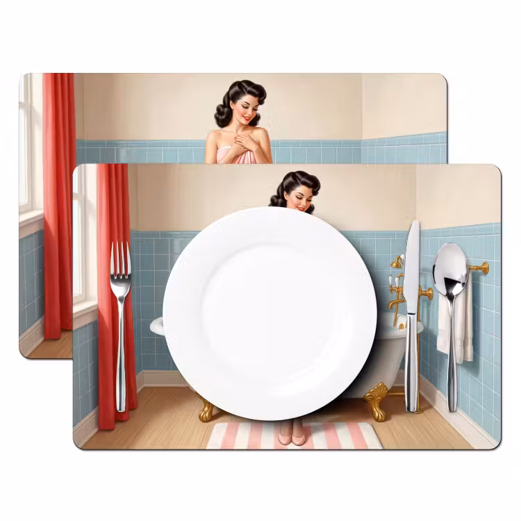 Placemat - 6 stuks - Badkamer - Vrouw - Roze — 2