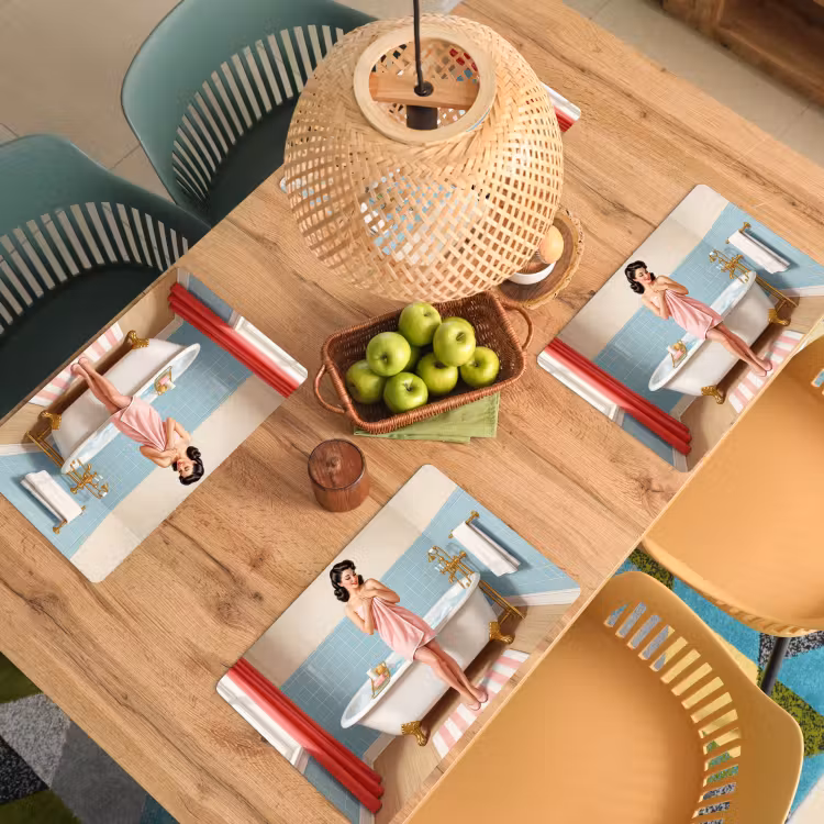 Placemat - 6 stuks - Badkamer - Vrouw - Roze — 6