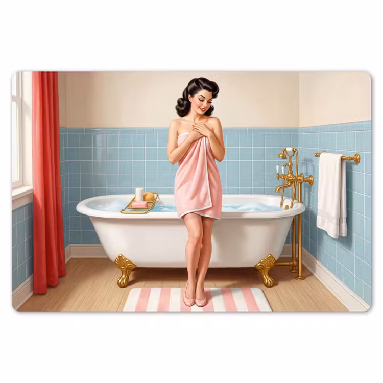 Placemat - 6 stuks - Badkamer - Vrouw - Roze — 7