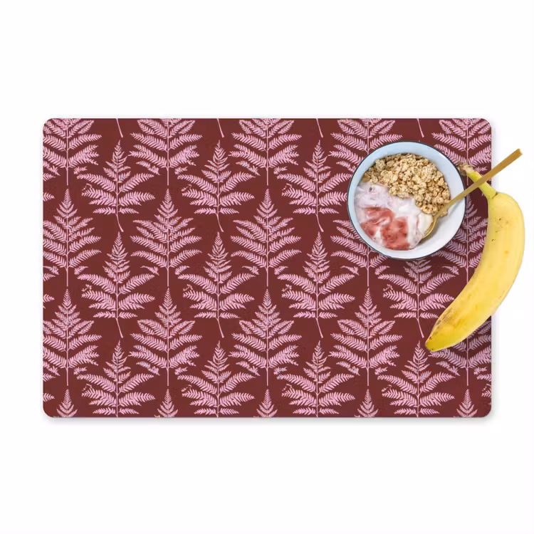 Placemat - 6 stuks - Blad - Patroon - Paars — 1