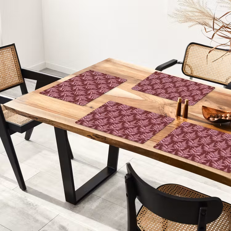 Placemat - 6 stuks - Blad - Patroon - Paars — 5